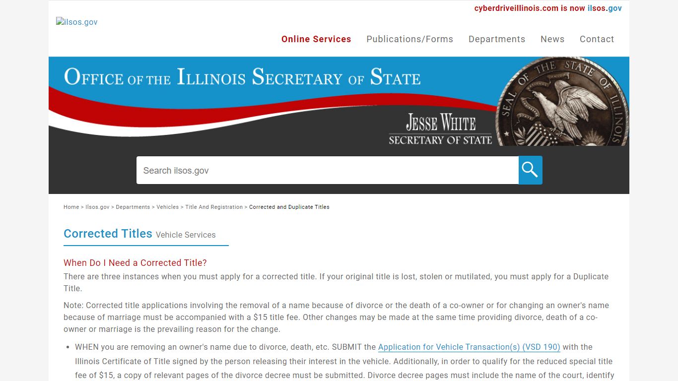 Corrected and Duplicate Titles - ilsos.gov